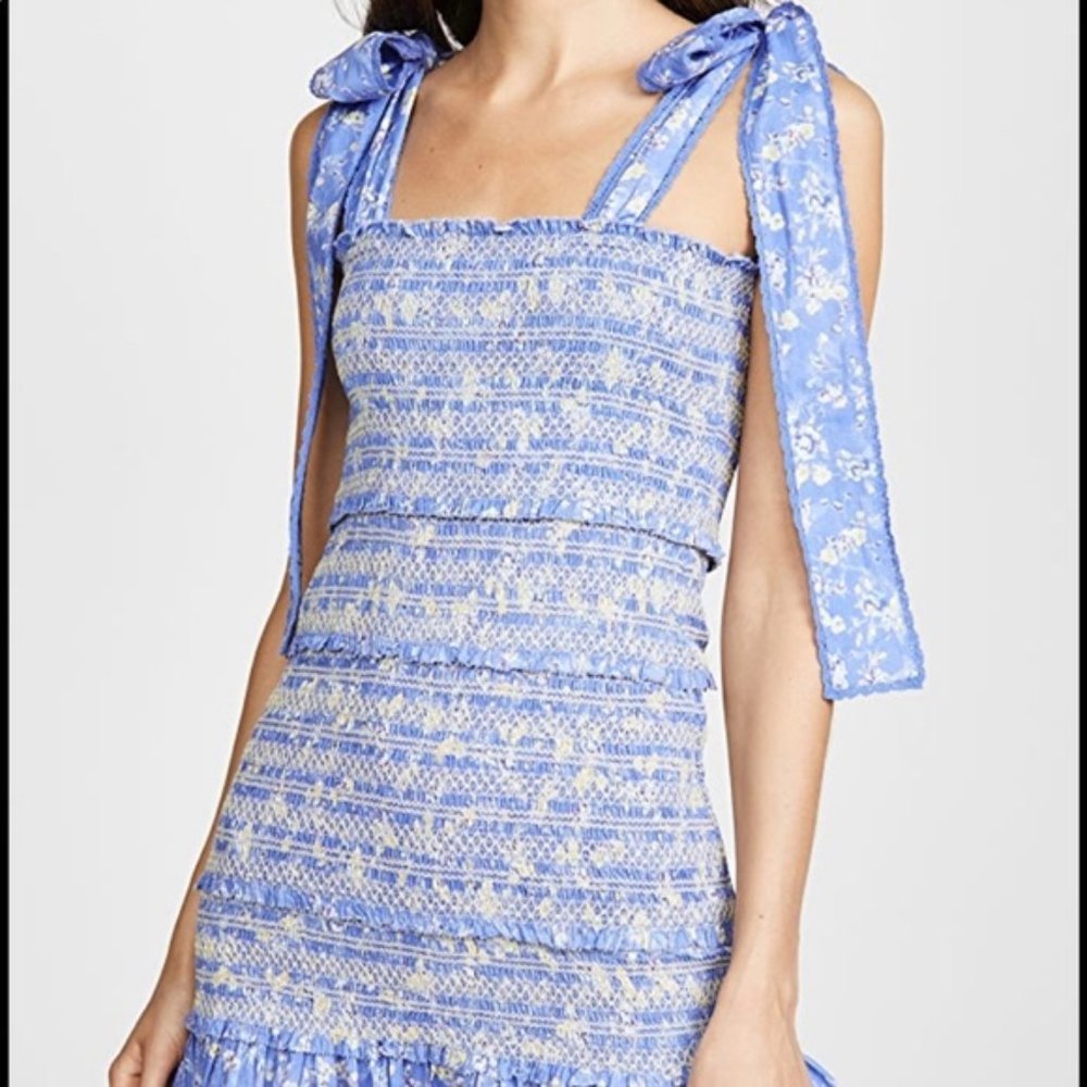 LoveShackFancy Belle Dress in Blue Jay Size XS